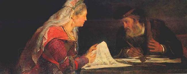 Aert de Gelder Esther and Mordechai writing the second letter of Purim oil painting picture